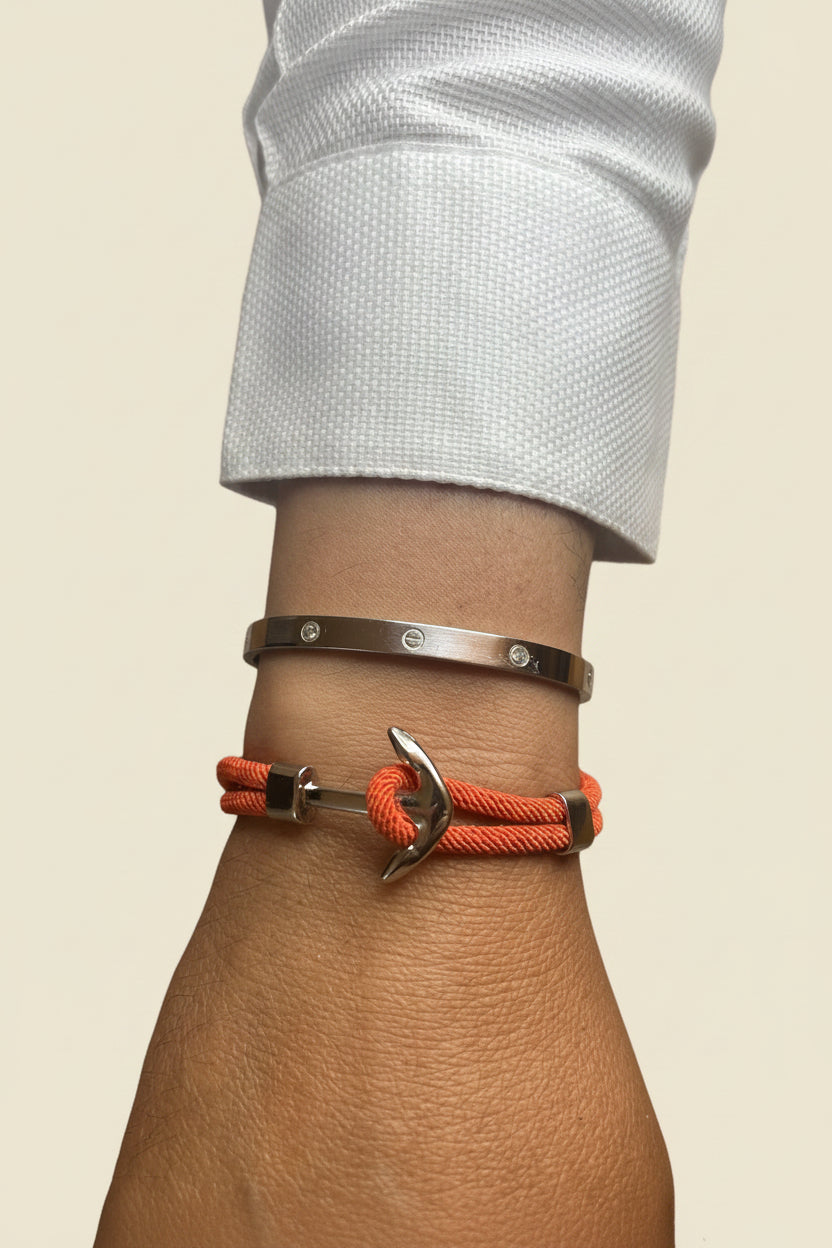 Bracelet ancre marine orange