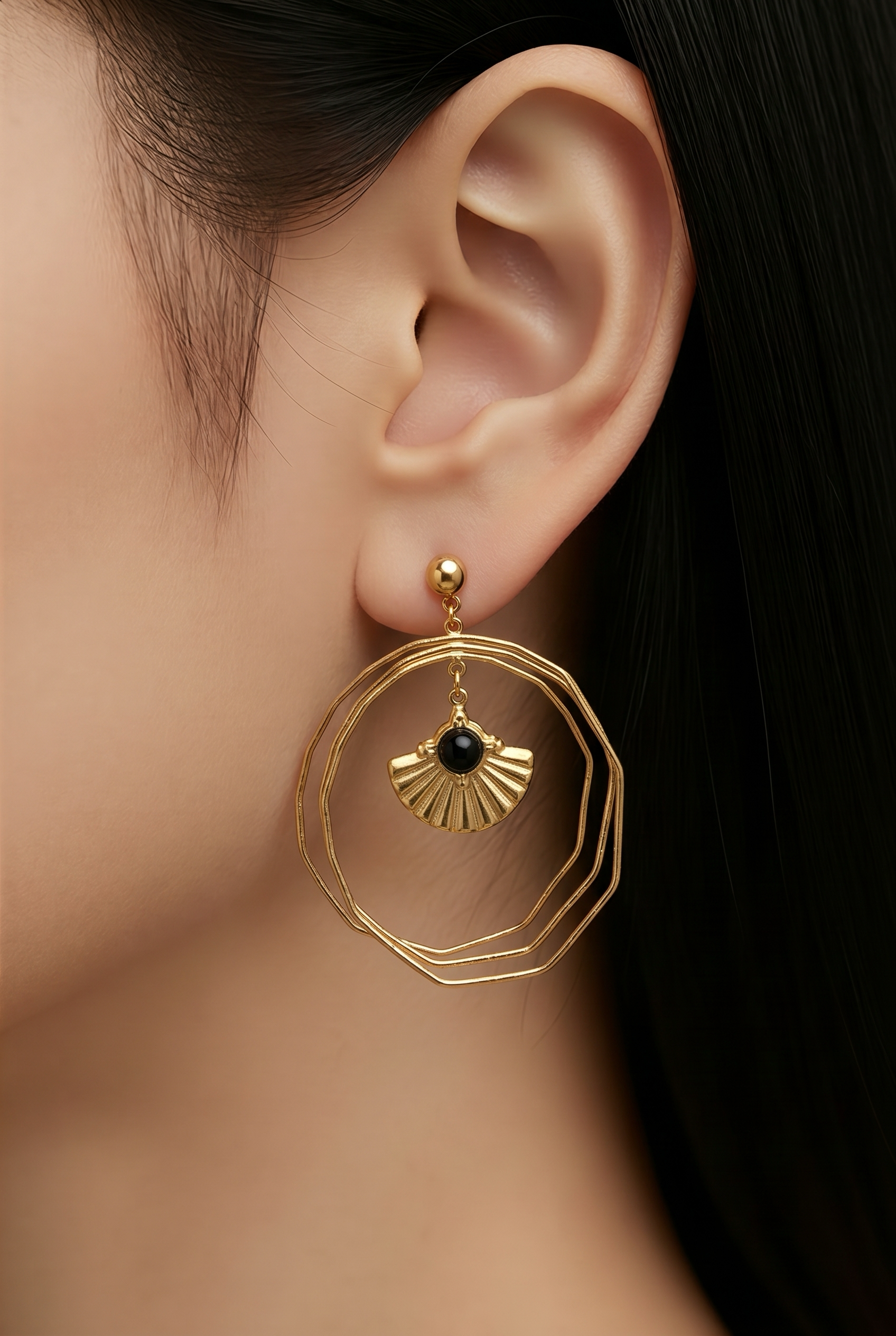 Boucles d’oreilles avec pierre d’Onyx