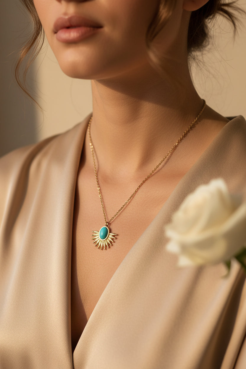 Collier soleil bleu