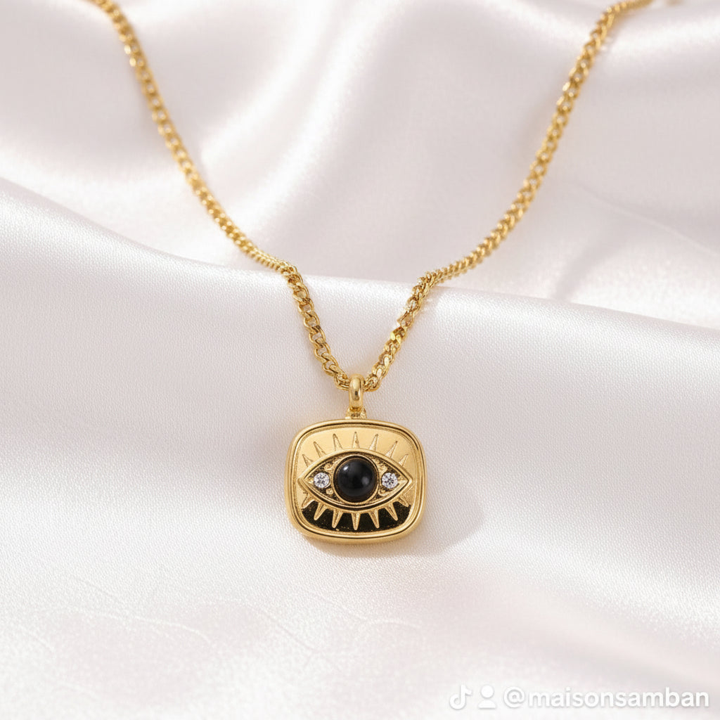 Collier palmiers avec pierre d’Onyx